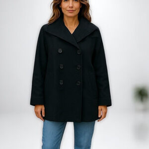 Zara Womens Cape Style PeaCoat Jacket Sz X-Large Nautical Sailor Coat Witchcore